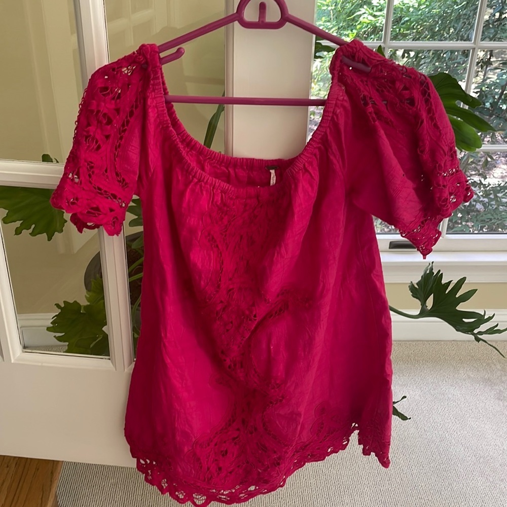 🌿Super cute mini hot pink dress with crocheting design🌿